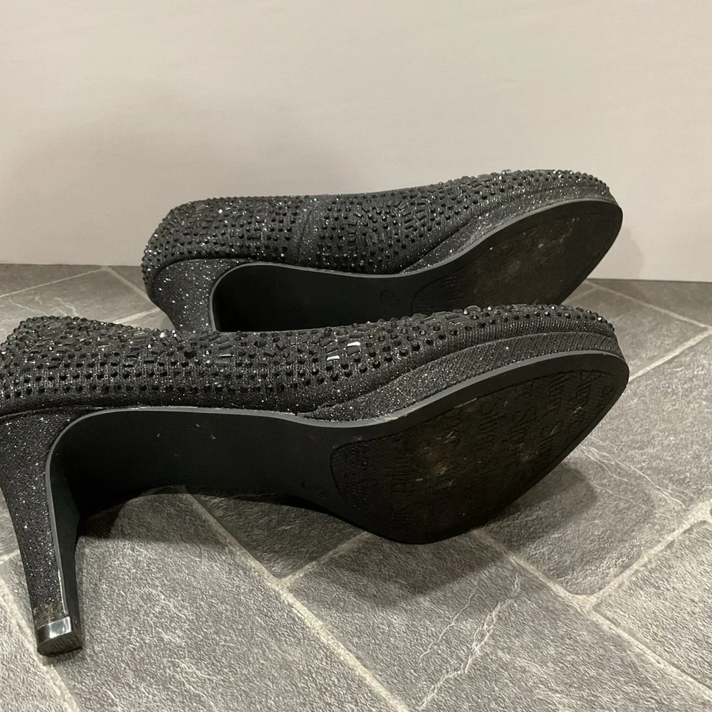 Silver Slipper Flirty Black Rhinestone Heel